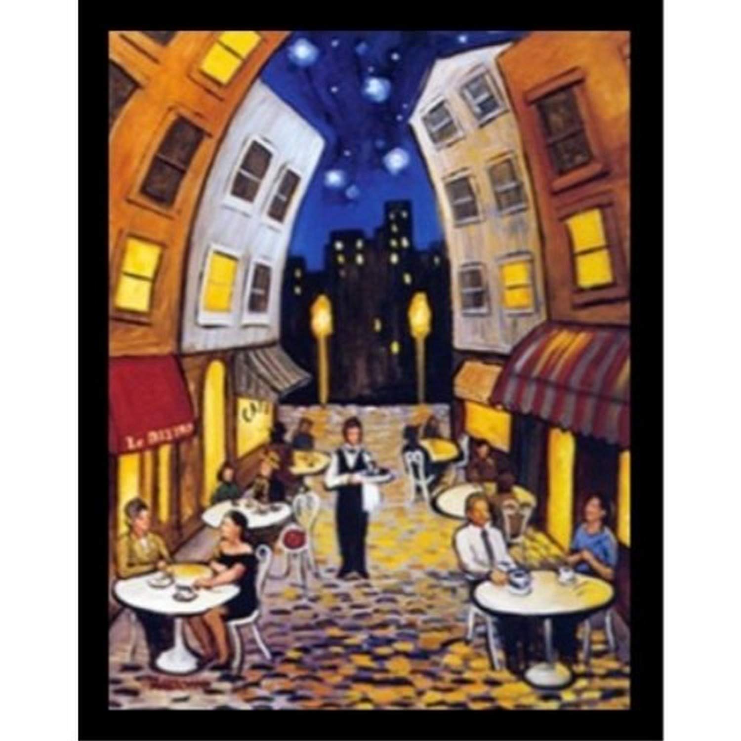 Amazon.com: FRAMED Nighttime Cafe by David Marrocco 19x25 Art
